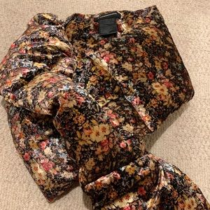 Anthropologie velvety floral puffy pull-thru scarf